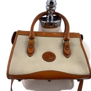 VTG Dooney & Bourke crossbody purse w/ top handles pebbled leather cream saddle